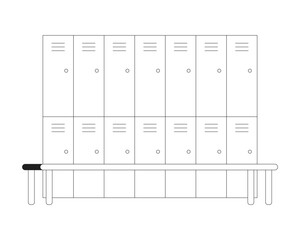 Wall Mural - Lockers in changing room monochrome flat vector object. Editable black and white thin line icon. Simple cartoon clip art spot illustration for web graphic design