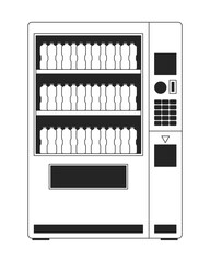 Wall Mural - Vending machine with water bottles flat monochrome isolated vector object. Vendor with beverages. Editable black and white line art drawing. Simple outline spot illustration for web graphic design