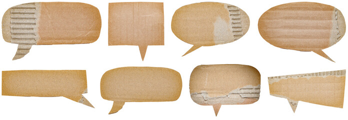Poster - Collection set of blank cut out paper cardboard speech bubbles with copy space for text on transparent or white background
