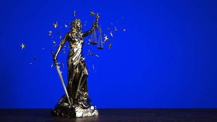 Wall Mural - EU Law Concept - Lady Justice Statue Golden Stars