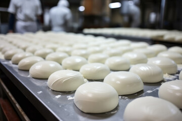 Production handmade craftsmanship of mozzarella made with Bufala milk