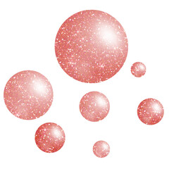 Wall Mural - Red glitter spheres on transparent background. Circle icon. Design for decorating,background, wallpaper, illustration