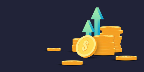 coin money and growth graph.