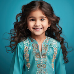 Poster - Cute indian little girl child smiling face