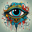 tribal eye graffiti style vector design