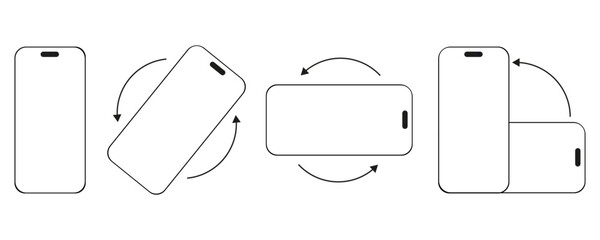 Poster - Back modern smartphone icon isolated. Rotating the screen of a mobile smartphone. Horizontal or vertical screen position icons. EPS 10