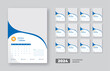 Wall calendar template for 2024, monthly planner design in corporate and business style