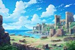 Fantasy Visual Novel Ancient Ruin Landscape
