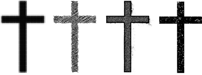 christian cross halftone,scribble,stamp,grunge effect on white background,illustration EPS10.