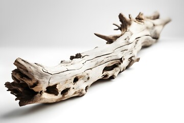 Driftwood isolated on white background, aged wood