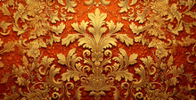 Abstract Orange Pattern With Ornament Symmetrical Fall Turkey Vintage Damask Embossed Hd Wallpaper