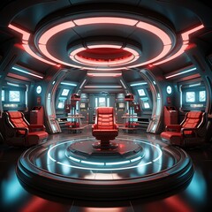 Poster - Abstract style on a blue background. display in futuristic cyberpunk style.