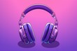 Illustration of headphones on a purple background for enjoyable audio experience. Generative AI