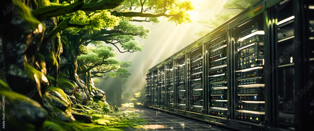 cloud technology or data center storage system with green renewable ...