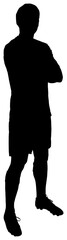 Poster - Digital png illustration of silhouette of football player on transparent background