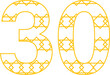 Digital png illustration of yellow 30 number with pattern on transparent background