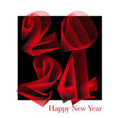 red numbers 2 0 2 4 on black background. happy new year 2 0 2 4 text design.happy new year background.