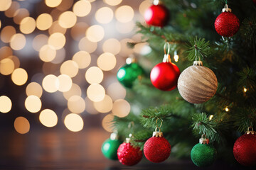 Poster - Christmas ornaments hanging on Christmas tree