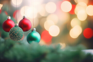 Poster - Christmas ornaments hanging on Christmas tree