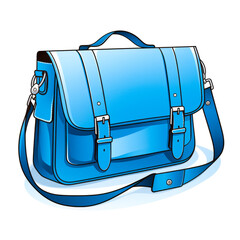 Wall Mural - Blue bag is sitting on white surface with blue strap.