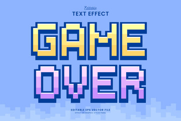 decorative editable pixel game over text effect vector design