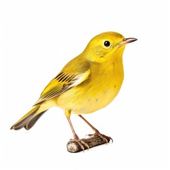 Wall Mural - Yellow warbler bird isolated on white background.