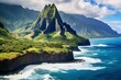 Beautiful view of coastline in Kauai, Hawaii. Generative AI