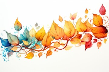 Wall Mural - watercolor depiction of autumn leaves Generative AI