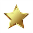 Realistic golden star white background. Golden star icon. Realistic 3d decor element star rating