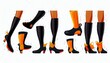Cartoon legs and hands. Leg in boots and gloved hand, comic feet in shoes. Glove arm and shoe heel kicking or walking black leggings mascot vector isolated illustration symbols set
