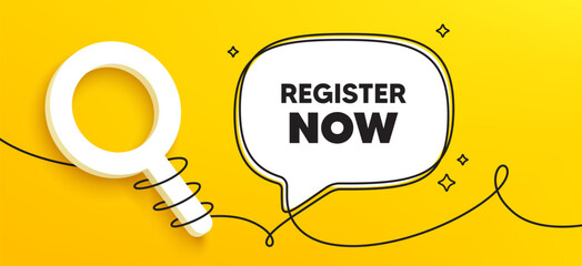 Fototapete - register now tag. continuous line chat banner. free registration offer. create an account message. r