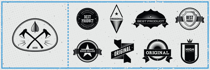 Wall Mural - Set of retro hipster labels