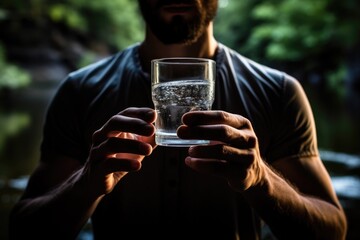 Poster - A man holding a glass of water.