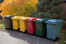 Bins For Assorted Garbage - Recyclables, Compost, And More. Generative AI