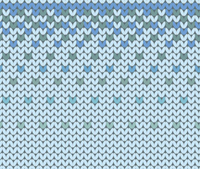 Seamless knitted texture with a pattern in cool colors.