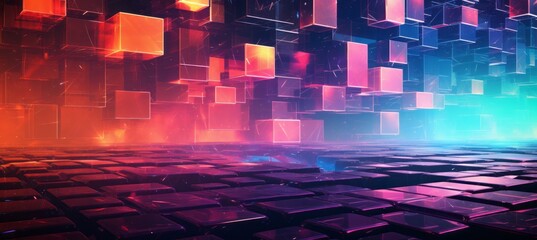 Poster - Cyberspace blockchain technology background. Generative AI technology.