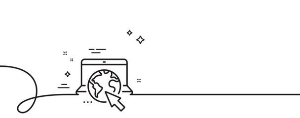 Poster - internet line icon. continuous one line with curl. online web service sign. url webpage symbol. inte