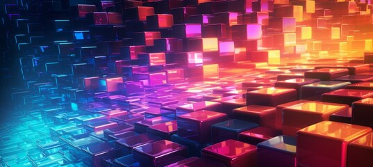 Poster - Colorful blockchain cyberspace technology background. Generative AI technology.	
