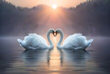 Two Swans In The Lake