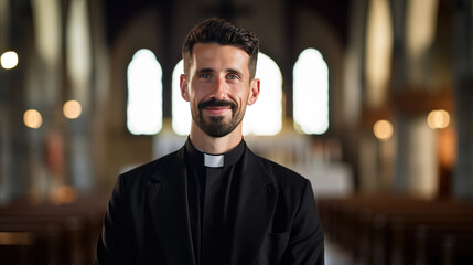 Sticker - Portrait of a male priest in a church