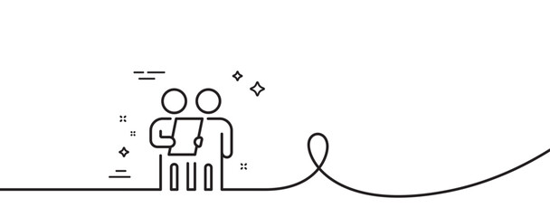 Poster - Survey line icon. Continuous one line with curl. Contract application sign. Agreement document symbol. Survey single outline ribbon. Loop curve pattern. Vector