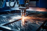 Fototapeta  - Image of advanced laser equipment for metal processing. Generative AI