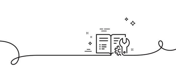 Poster - Engineering documentation line icon. Continuous one line with curl. Technical instruction sign. Engineering documentation single outline ribbon. Loop curve pattern. Vector