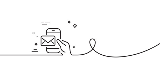 Poster - messenger mail line icon. continuous one line with curl. new newsletter sign. phone e-mail symbol. m