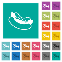 Poster - Hot dog square flat multi colored icons