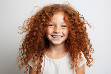 Generative Ai Collage Picture Image Of Happy Joyful Kid Looking Into Camera With Long Curly Hair