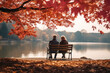 © pariketan - Couple enjoying Leaf Peeping fall foliage in the park in autumn
