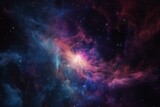 Fototapeta  - Cosmic backdrop with vibrant nebula, countless stars, endless galaxies and ethereal stardust. Generative AI
