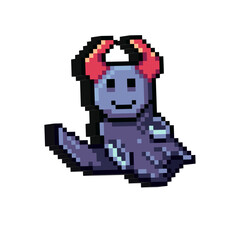 Fototapete - Isometric Pixel art 3d of ghost halloween character with red horn for items asset on pixelated style.8bits perfect for game asset or design asset element for your game design asset.