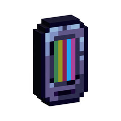 Leinwandbilder - isometric pixel art 3d of handphone for items asset. simple 3d of handphone on pixelated style.8bits